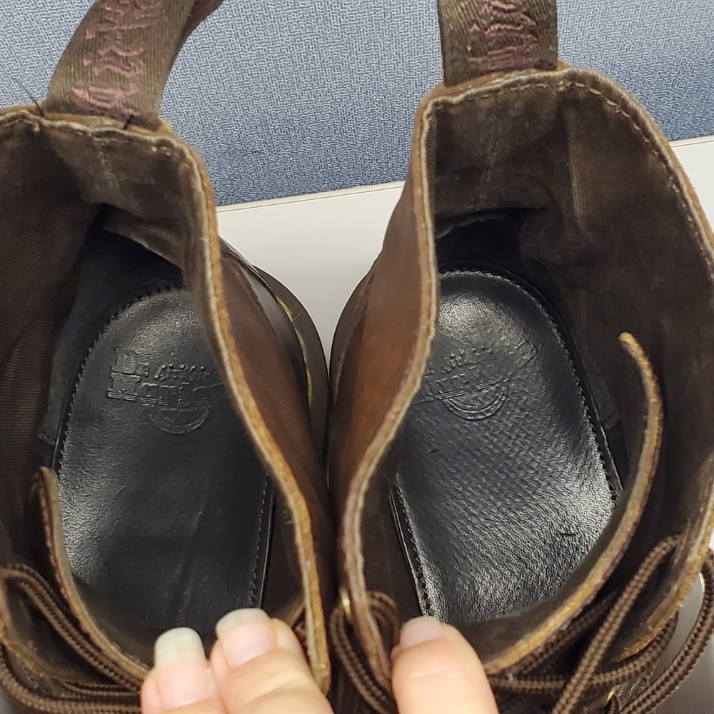Dr Martens Doc Mens Tristan Boots Size 11 Chocolate Brown Leather Combat Lace Up - Picture 9 of 12
